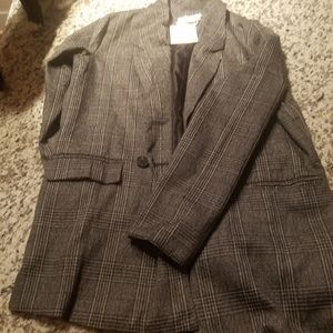 Korean oversized plaid blazer